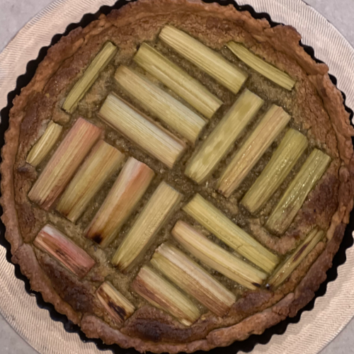 Vegan Rhubarb Cardamon Pistachio Tart