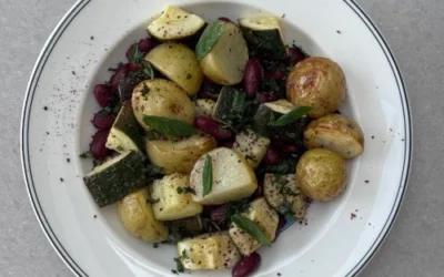 Roasted vegetables & red kidney beans bowl