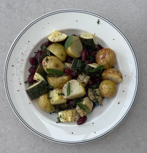 roasted vegetables and red kidney salad