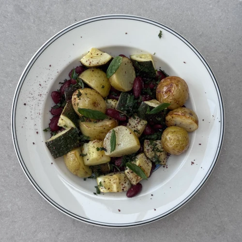 roasted vegetables and red kidney salad