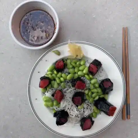 plant-based roasted sushi-style watermelon
